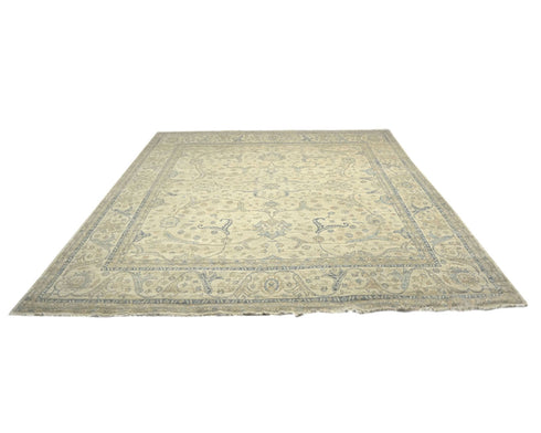 14x14 Zeigler  Beige Afghan Hand Knotted Square Wool Area Rug